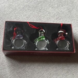 Set of Three Glass Snowman Ornaments